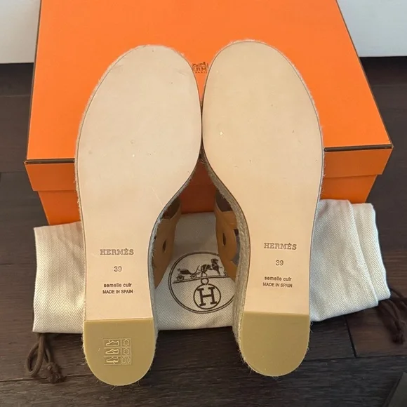 HERMES Ithea 30 Espadrille Wedge Sandals, - Size 39 (Fits like a US Women’s 8.5) - Picture 2 of 6
